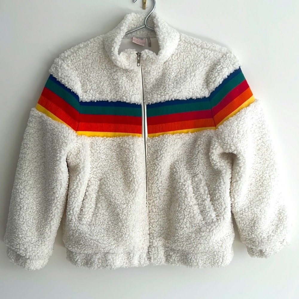 Girls Rainbow Teddy Sherpa Jacket.